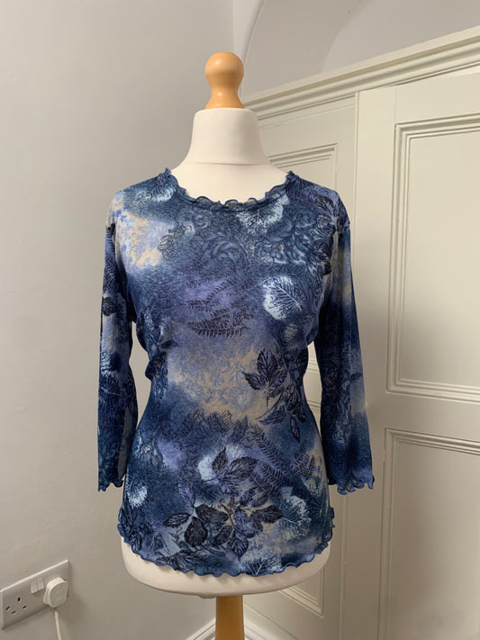 whimsigoth blue floral top
