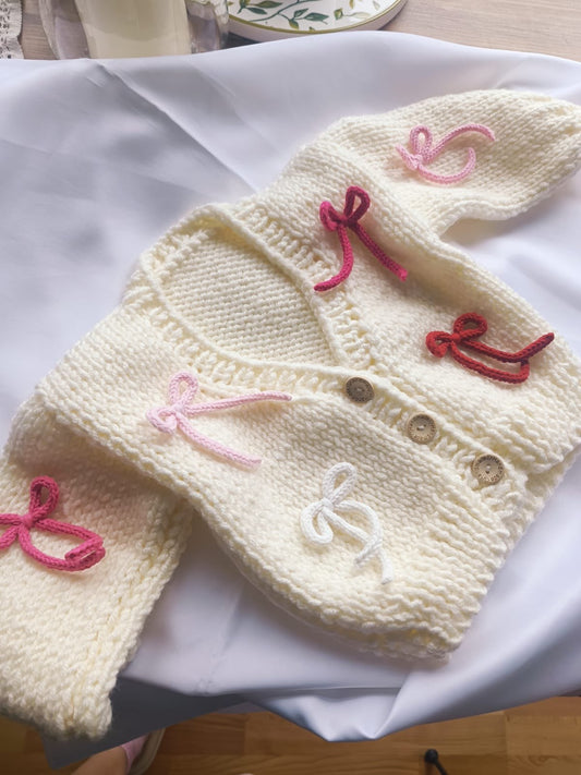 Handmade Cream With Red, Pink, And White Bows