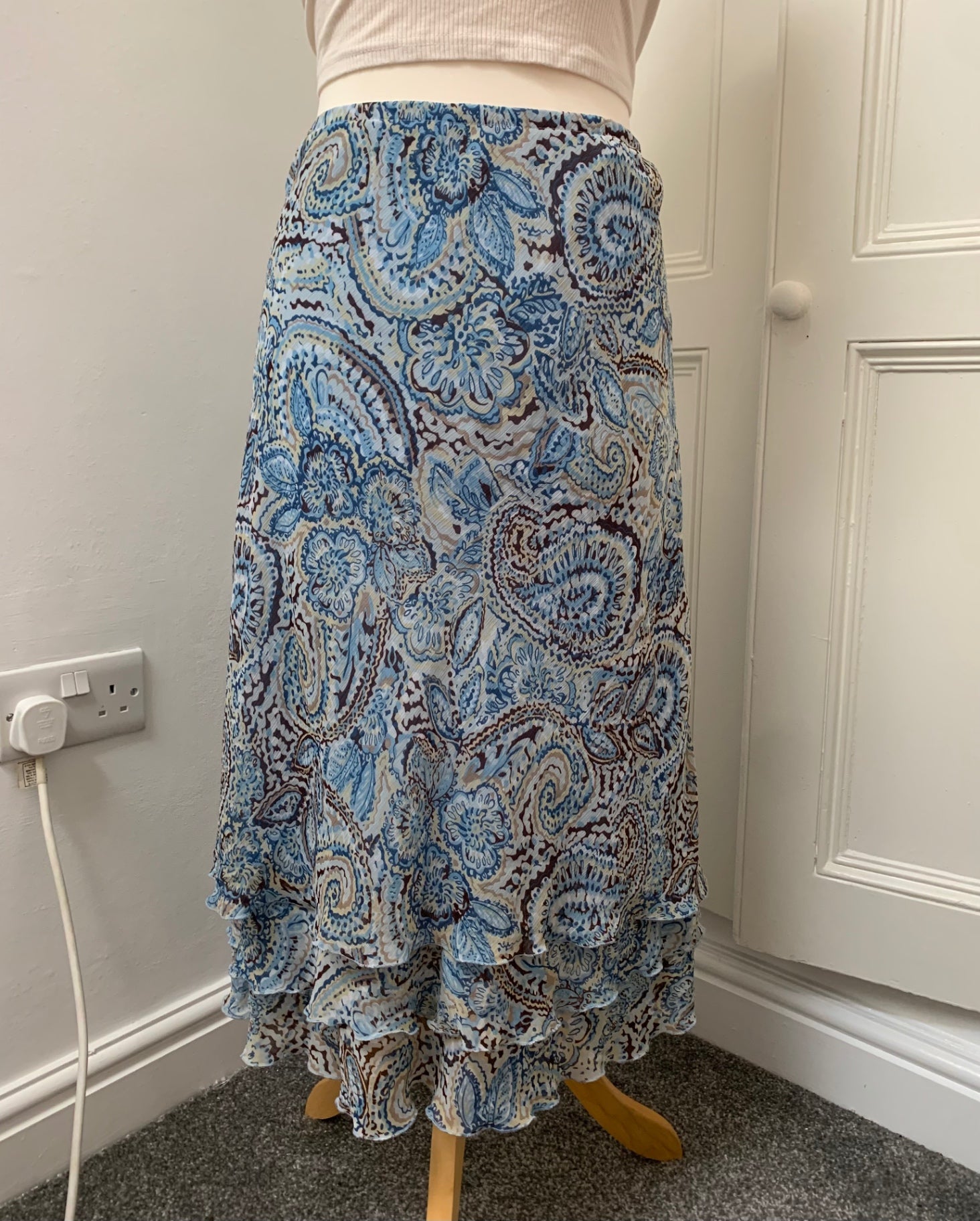 blue floral notations skirt