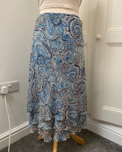 blue floral notations skirt
