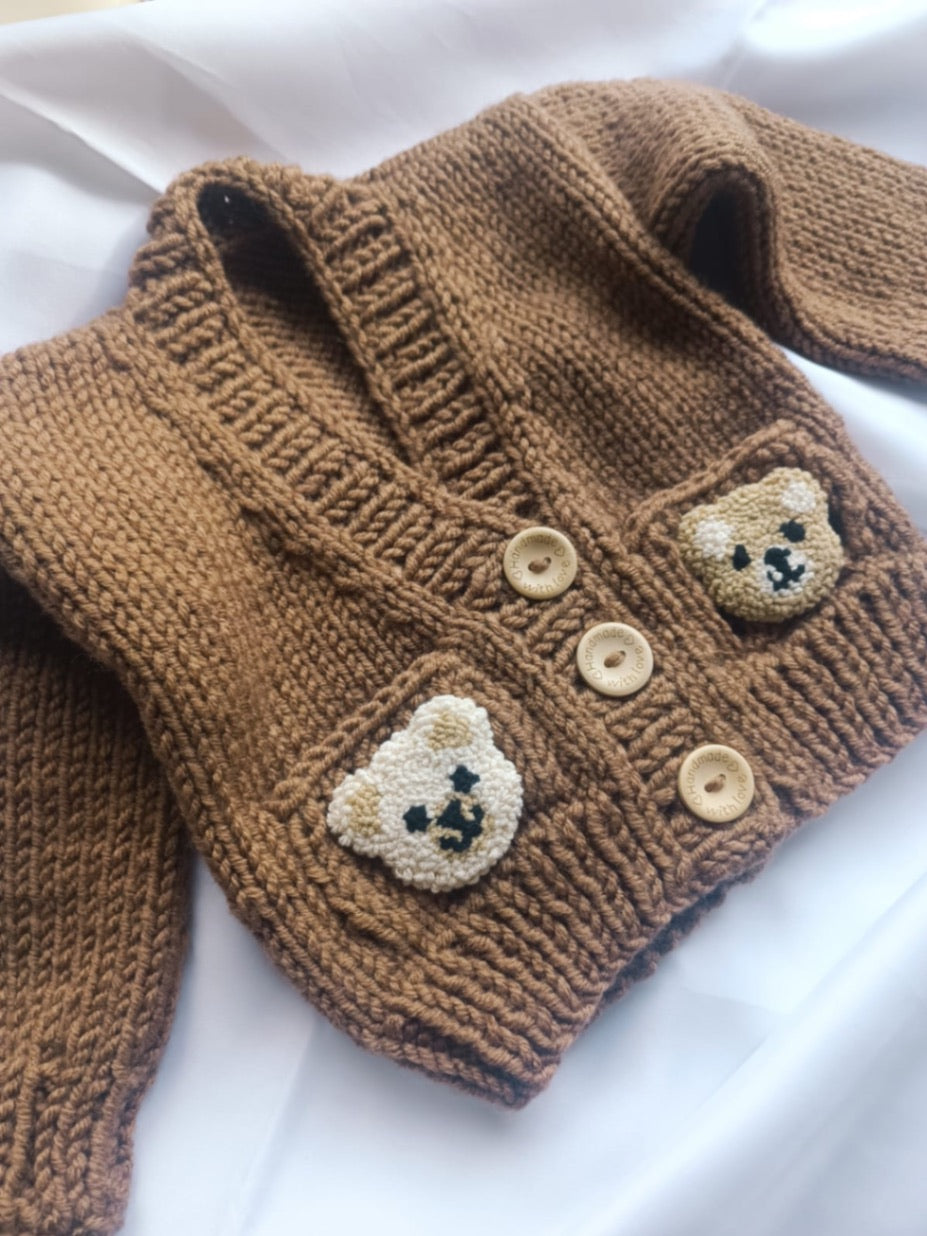 Handmade Brown Teddy Cardigan 
