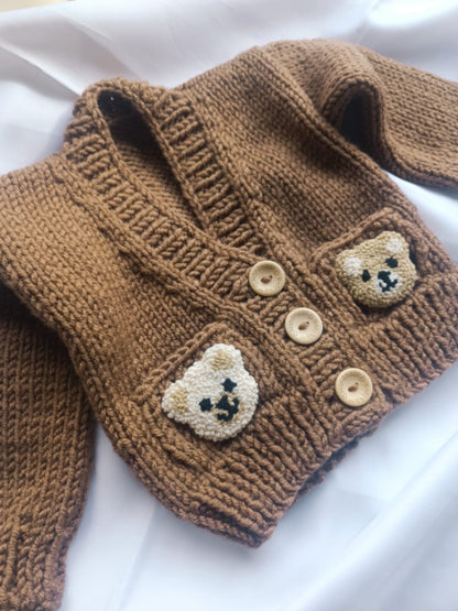 Handmade Brown Teddy Cardigan 