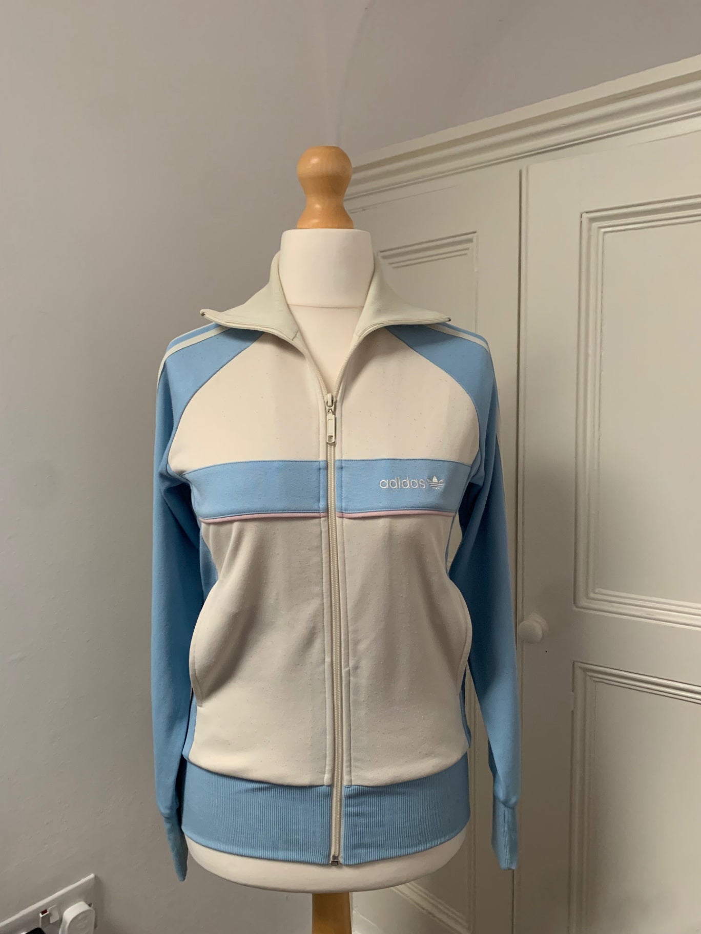vintage baby blue adidas jacket