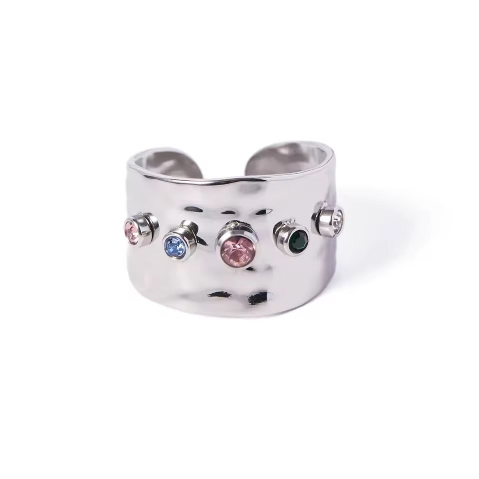 Silver Jewell stainless steel ring Size 7