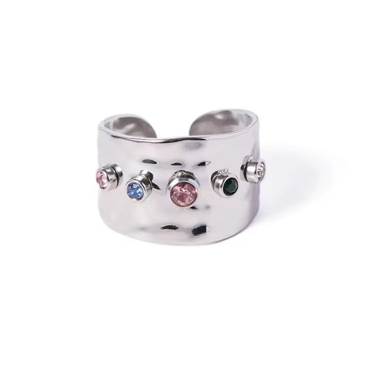 Silver Jewell stainless steel ring Size 7