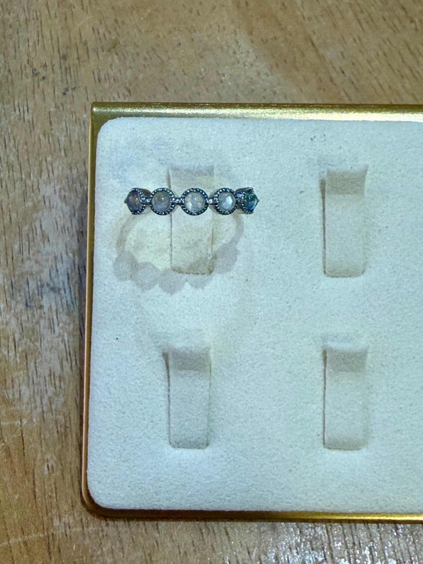 Moonstone Silver Band Ring Adjustable
