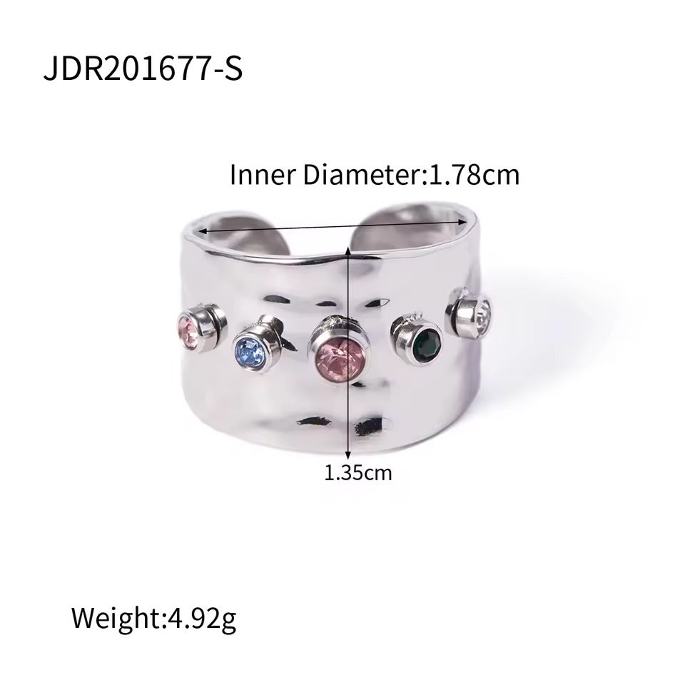 Silver Jewell stainless steel ring Size 7