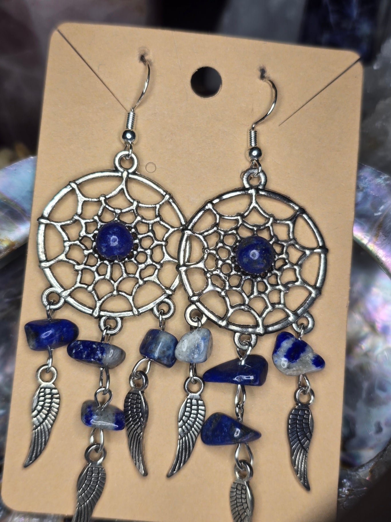 Sodalite dream catcher earrings 