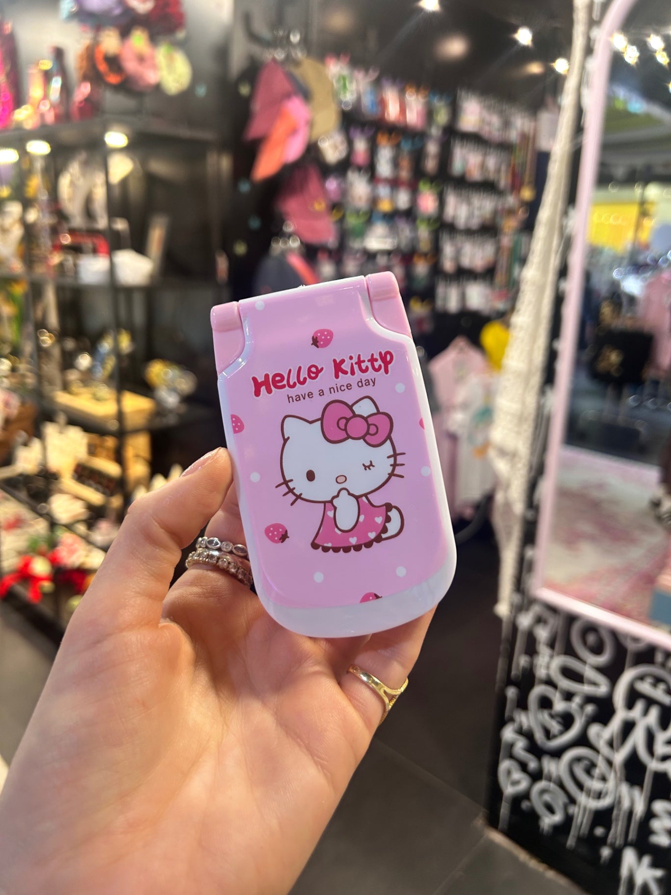 Kitty Phone Mirror with Comb