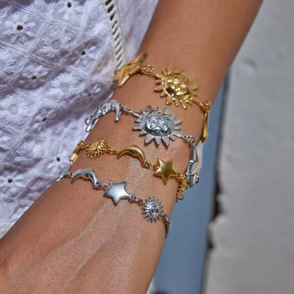 Celestial Mini Orbit Charm Bracelet – Silver