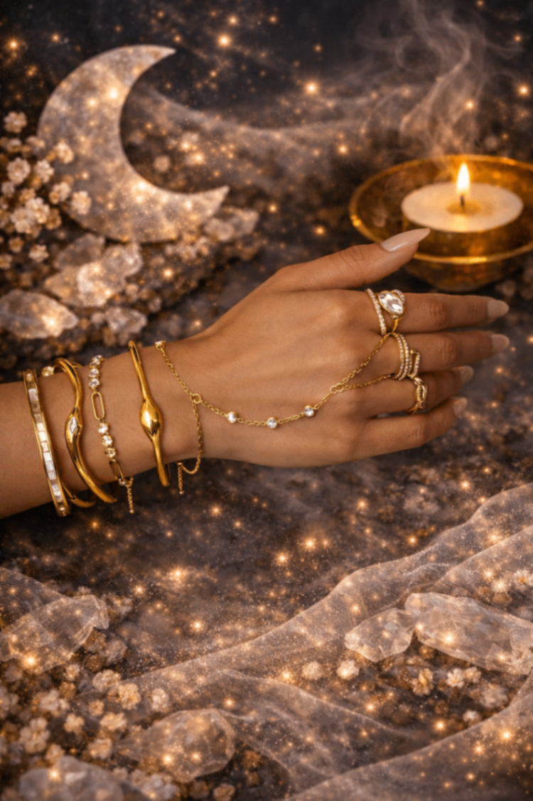 Celestial Dot Hand Chain – Gold