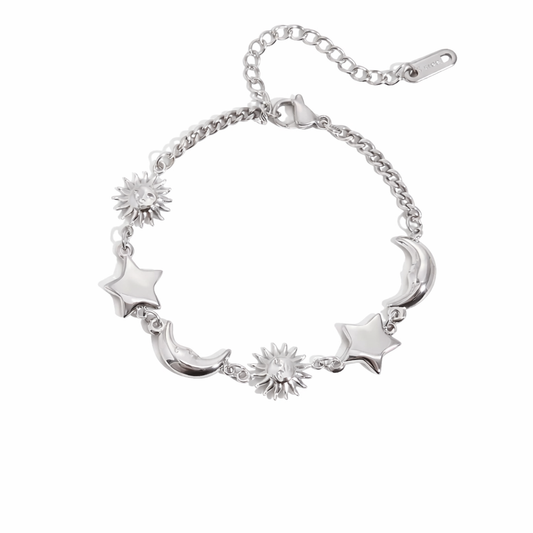 Celestial Mini Orbit Charm Bracelet – Silver