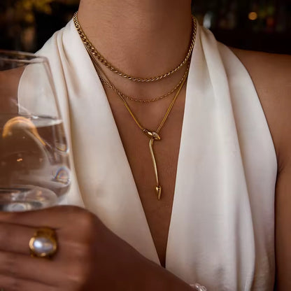 Serpent Knot Gold Necklace Gold