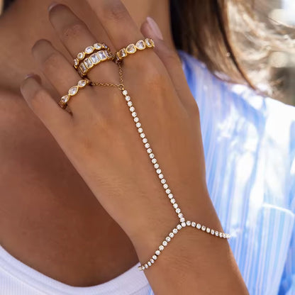 Luna Crystal Hand Chain-Gold