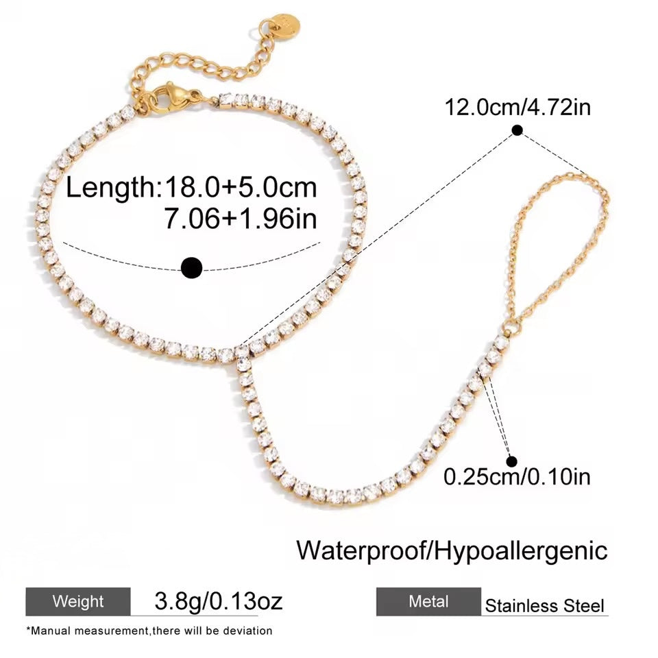 Luna Crystal Hand Chain-Gold