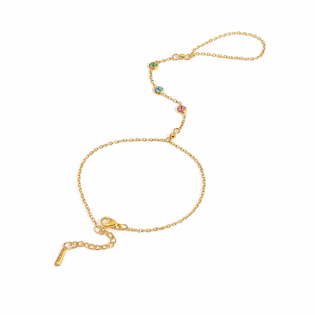 Celestial Dot Rainbow Hand Chain – Gold