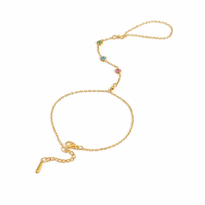 Celestial Dot Rainbow Hand Chain – Gold