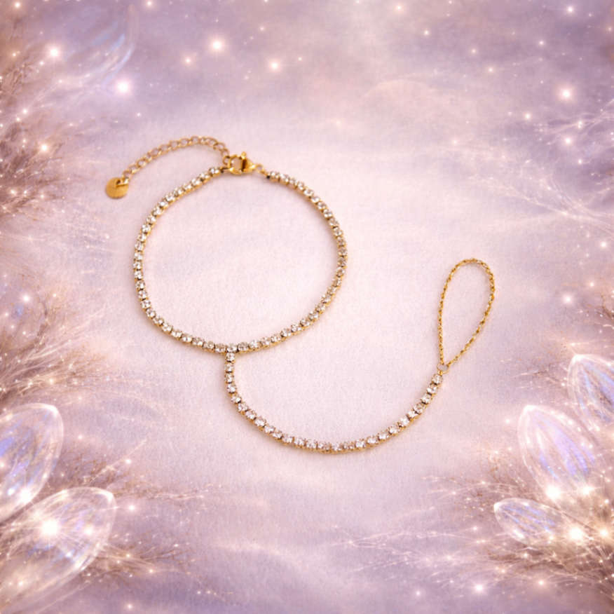 Luna Crystal Hand Chain-Gold