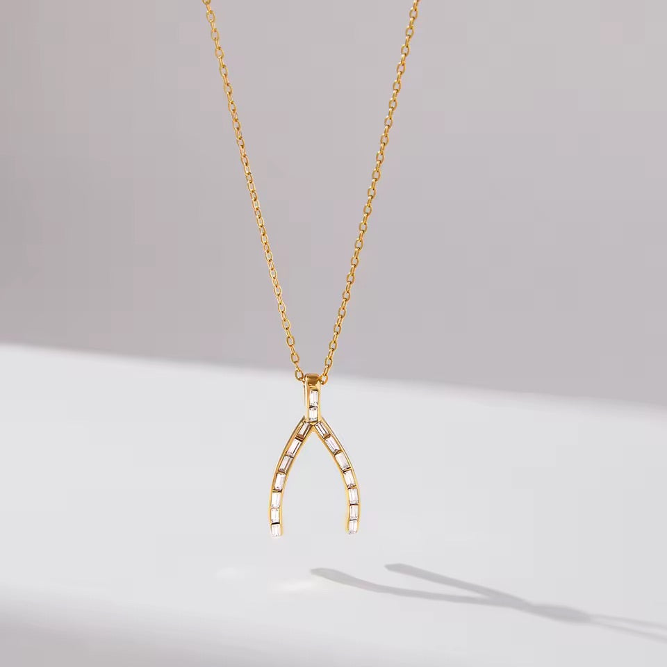 Wishbone Crystal Necklace