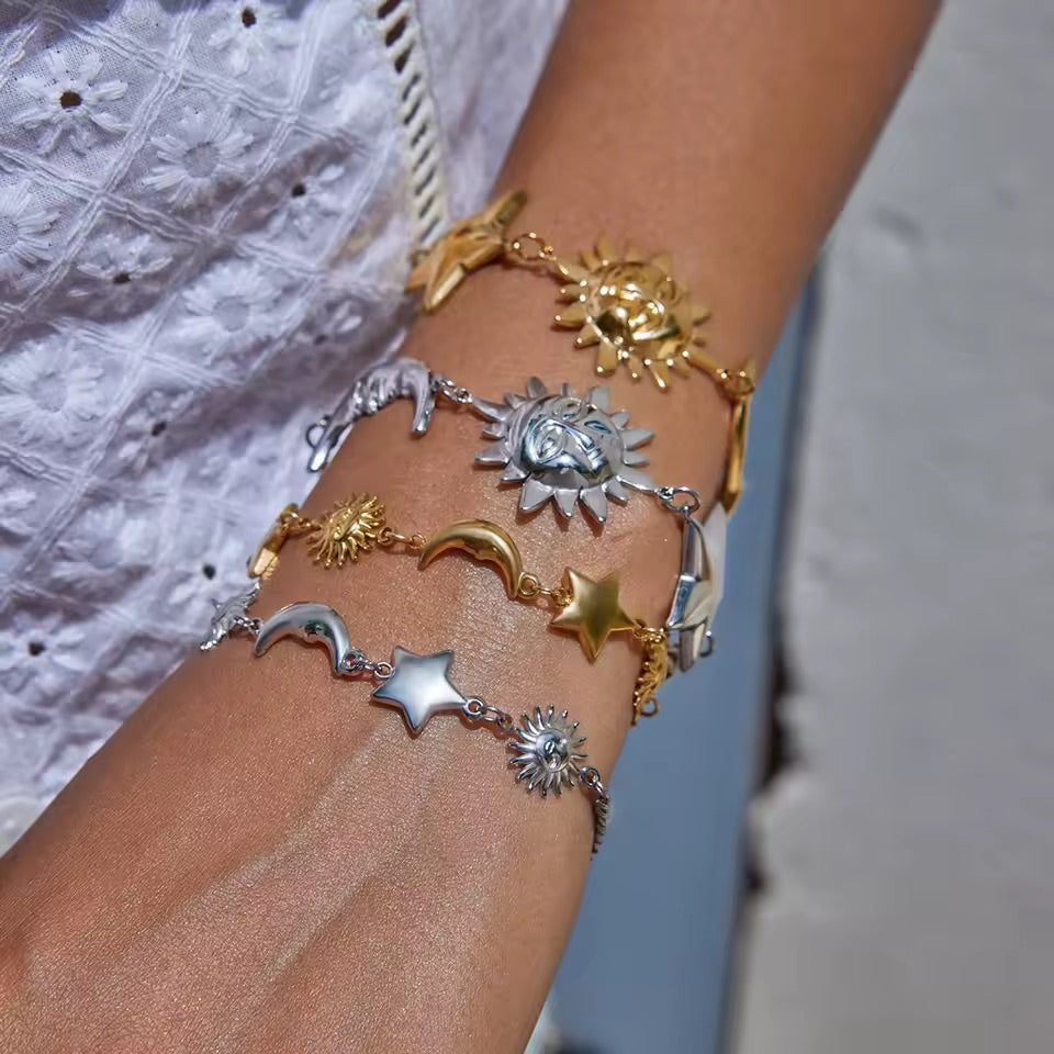 Celestial Orbit Charm Bracelet – Silver