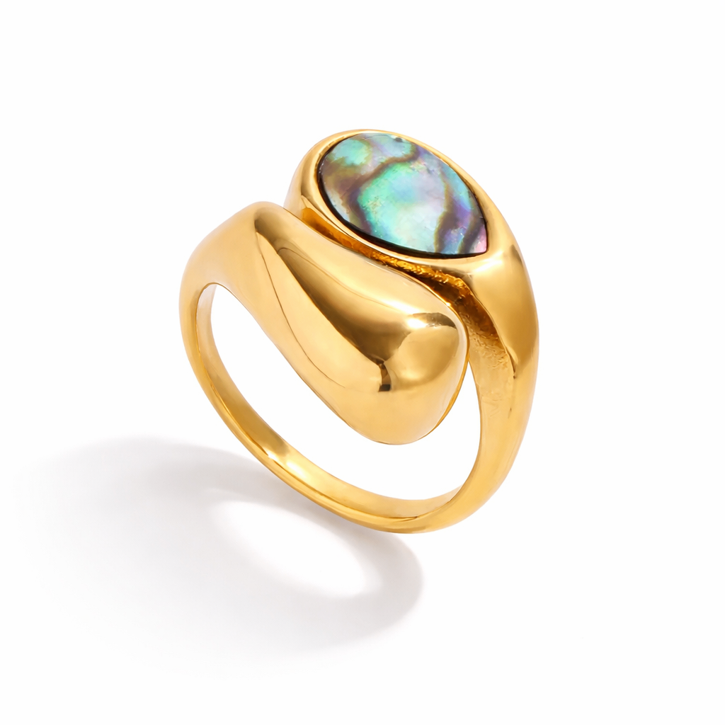 Aurora Abalone Gold Ring Size 7