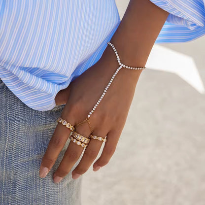 Luna Crystal Hand Chain-Gold