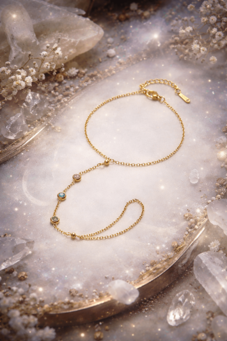 Celestial Dot Rainbow Hand Chain – Gold