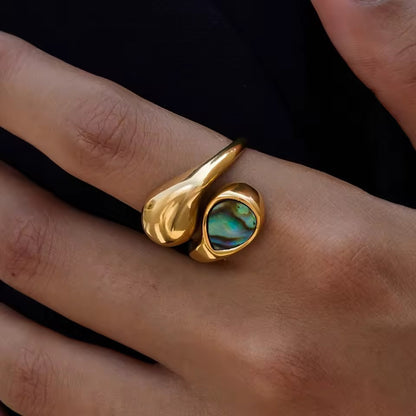 Aurora Abalone Gold Ring Size 8