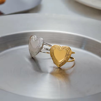 Valentine Sacred Heart Locket Ring Gold