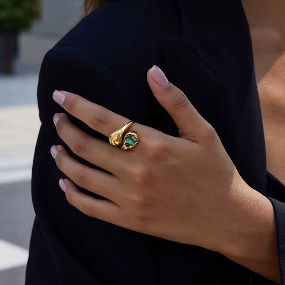 Aurora Abalone Gold Ring Size 8