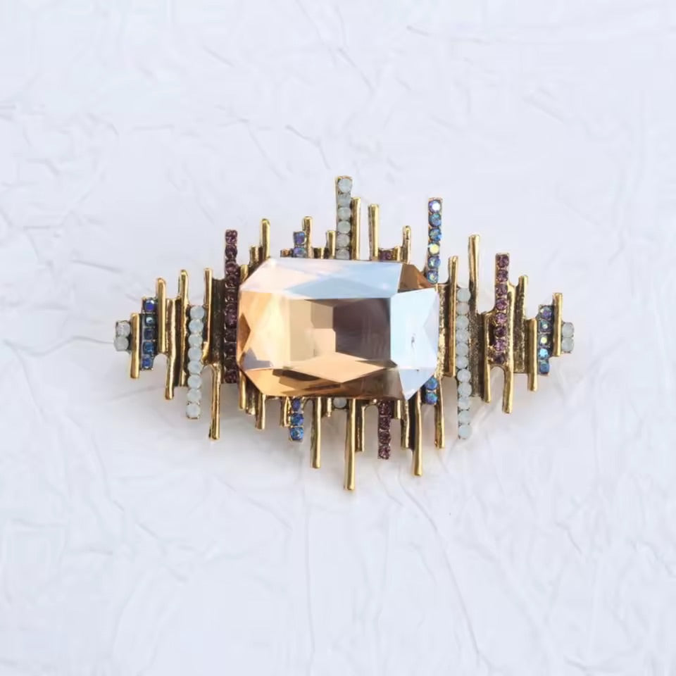 Antique Gold Jewel Statement Brooch