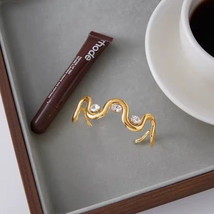 Gold Crystal Wave Bangle