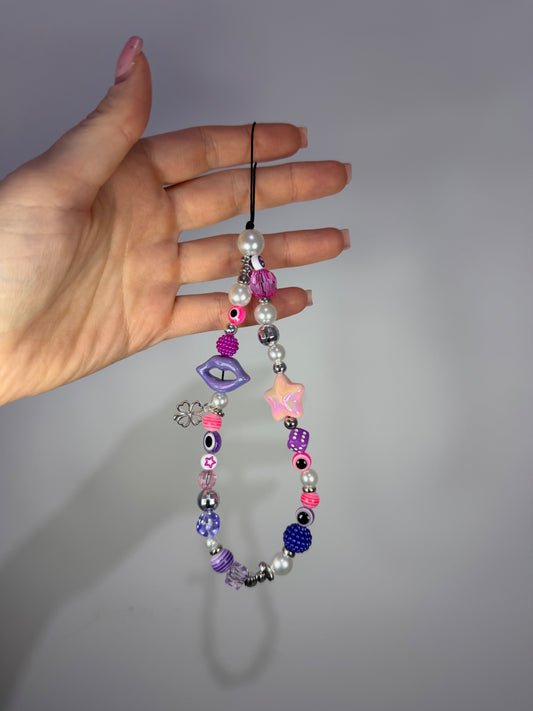 Good luck phone charm - pink/purple/silver