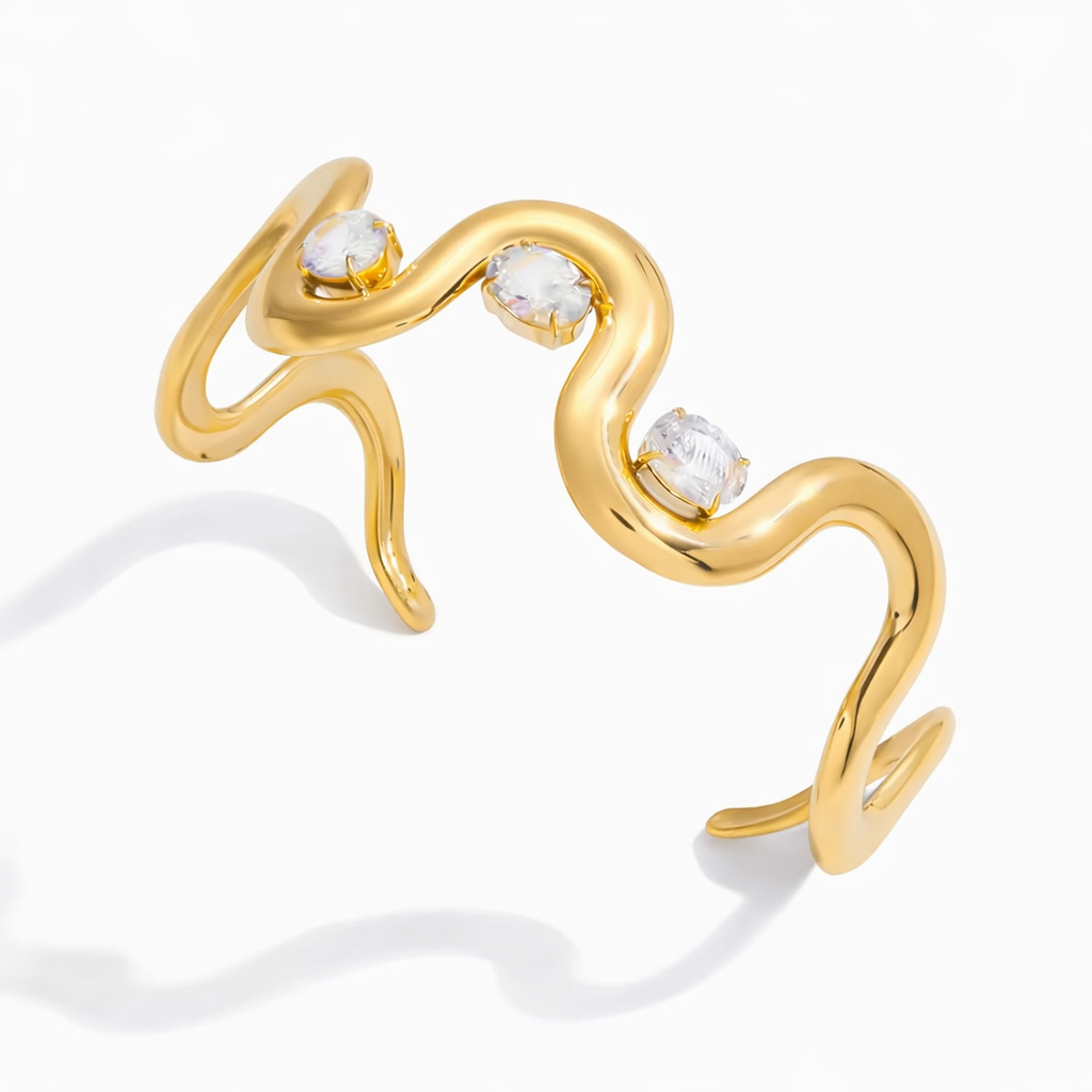 Gold Crystal Wave Bangle
