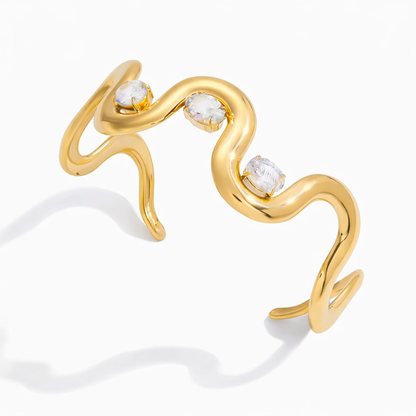 Gold Crystal Wave Bangle