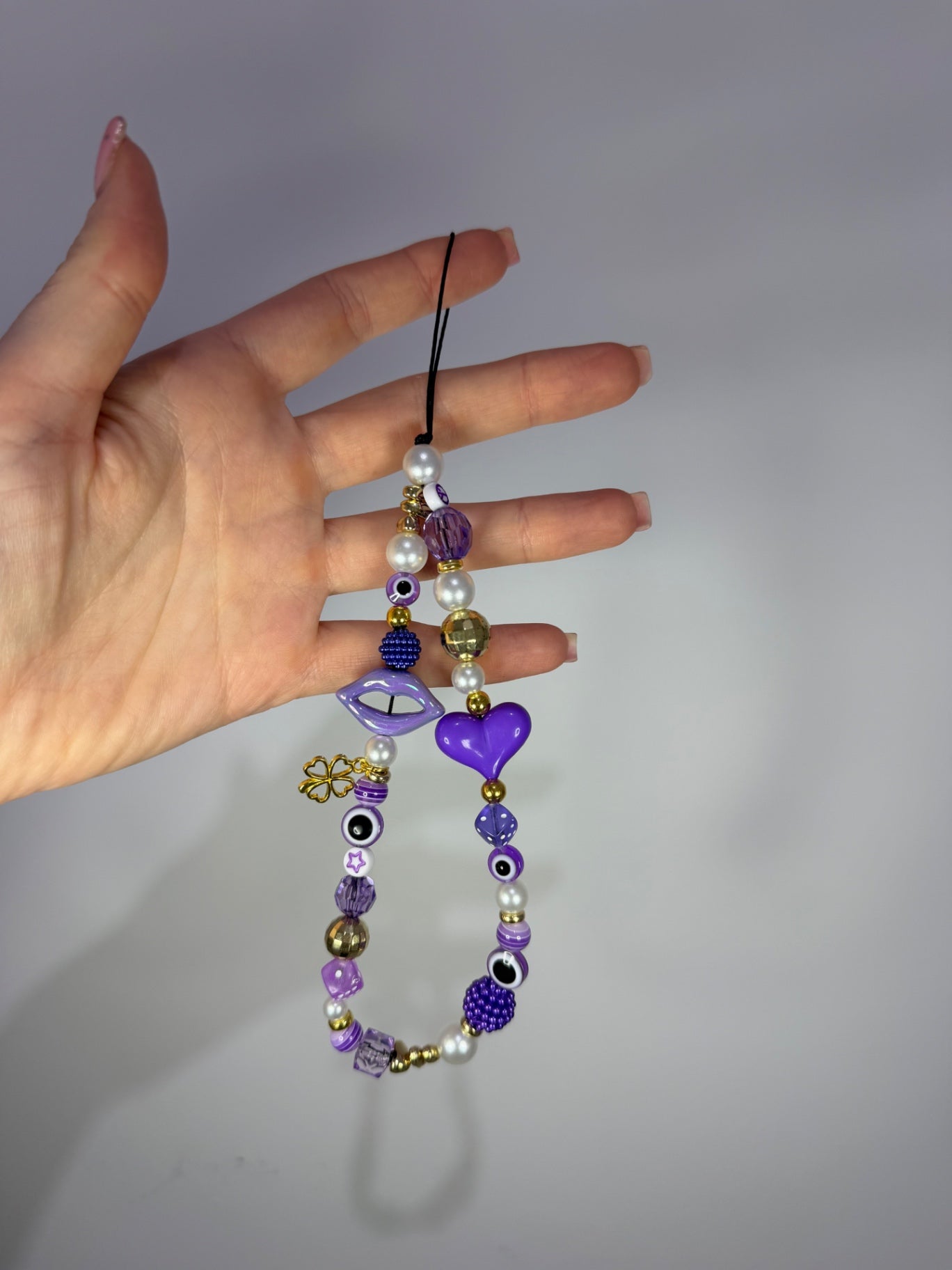 Good luck phone charm - purple/gold