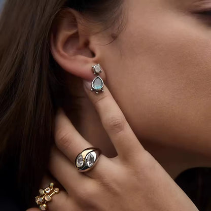 Mixed Metal Crystal Yin And Yang Ring