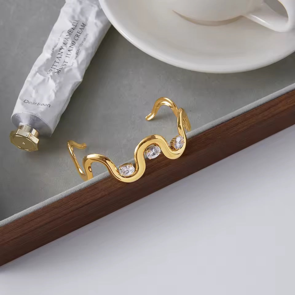 Gold Crystal Wave Bangle