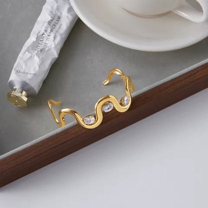 Gold Crystal Wave Bangle