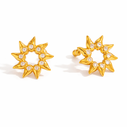 Gold Crystal Sun Ear Cuffs