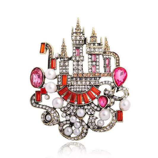 Crystal Castle Brooch Reds