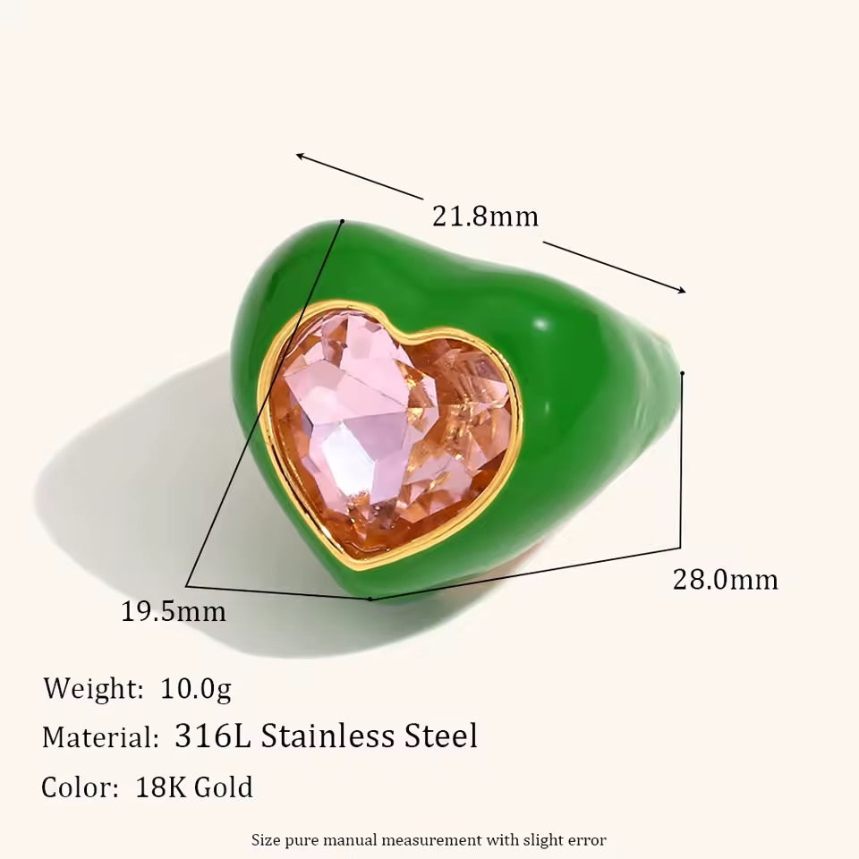 Black Jewel Heart Ring Size 7
