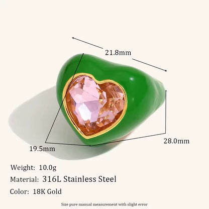 Black Jewel Heart Ring Size 7