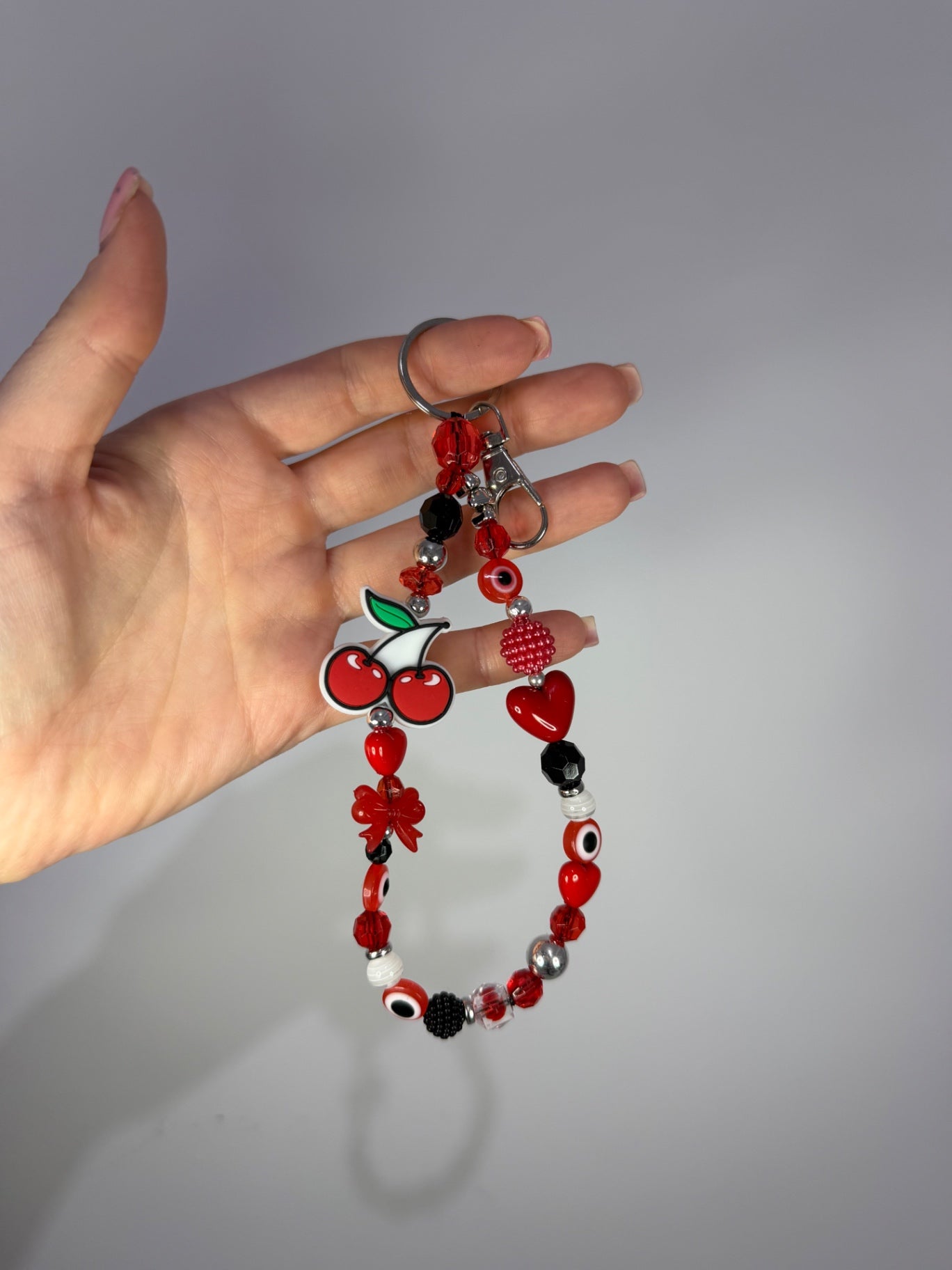 Kiss my cherry Keyring - silver 
