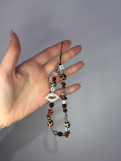 Cat Eye phone charm - silver 