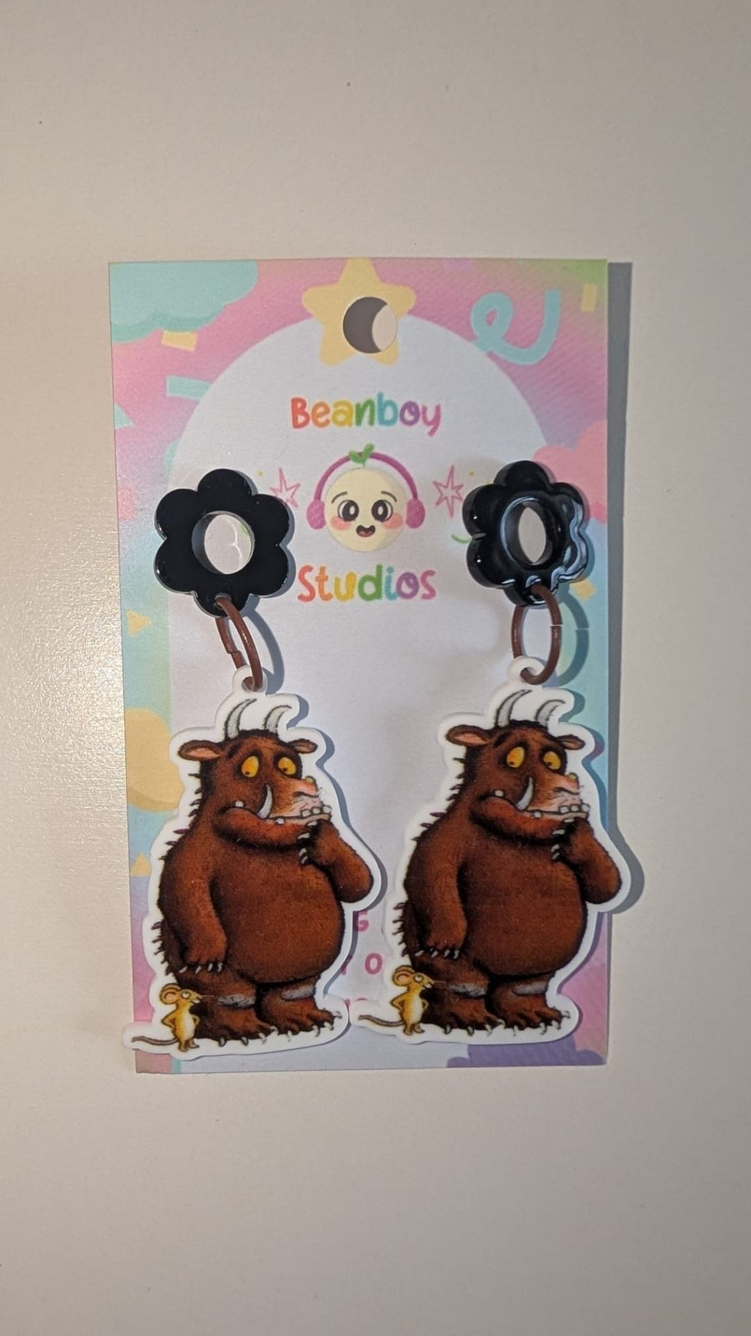 Brown monster earrings