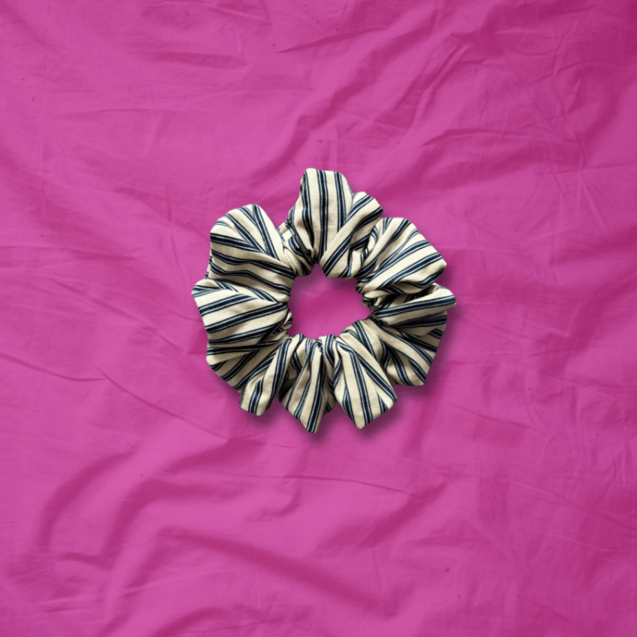 Mini Navy Stripe Scrunchie