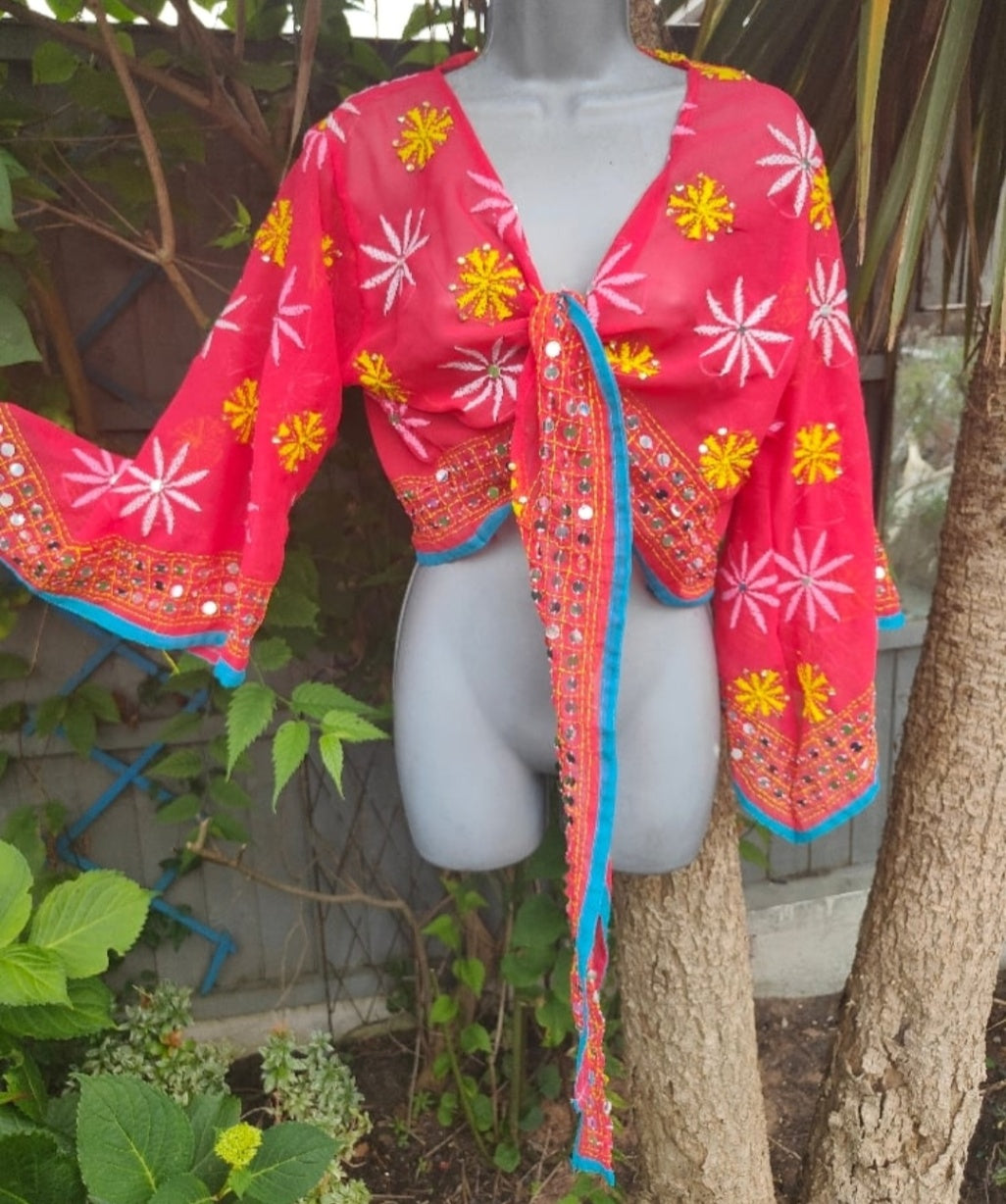 Embroidered Stevie top Red -one size 