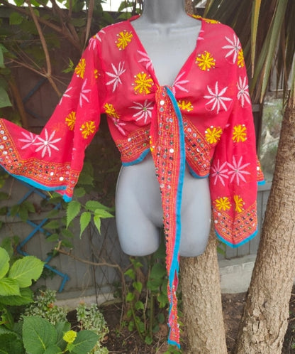 Embroidered Stevie top Red -one size 