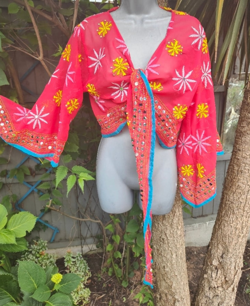 Embroidered Stevie top Red -one size 